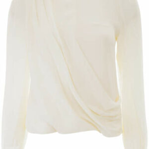 MICHAEL MICHAEL KORS DRAPED SILK BLOUSE 4 White Silk