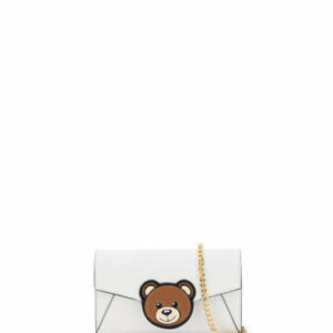 MOSCHINO MINI BAG CHAIN TEDDY BEAR PATCH OS White Leather