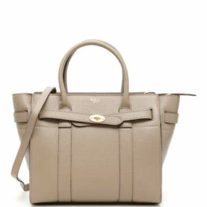 MULBERRY ZIPPED BAYSWATER SMALL BAG OS Grey, Beige Leather