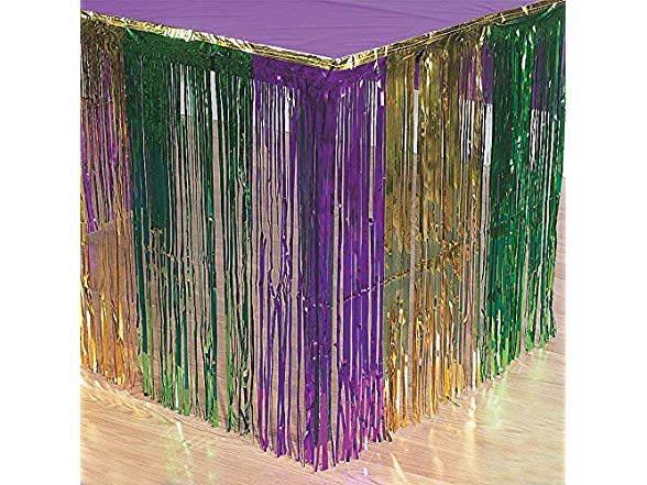 Mardi Gras Metallic Fringe Table Skirt