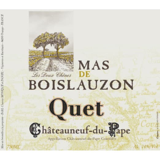 Mas de Boislauzon 2012 Chateauneuf-du-Pape Cuvee du Quet - Rhone Blends Red Wine