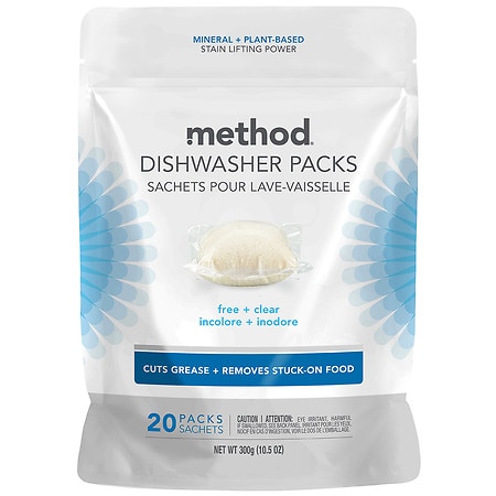 Method Dishwasher Detergent Packs Free + Clear - 1.0 oz x 20 pack