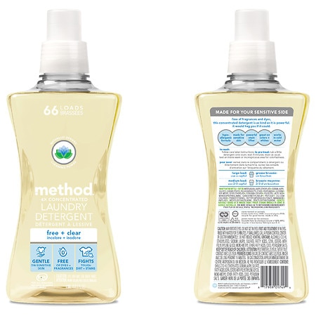 Method Laundry Detergent 4x Concentrated Free + Clear, 53.5 oz - 54.0 oz