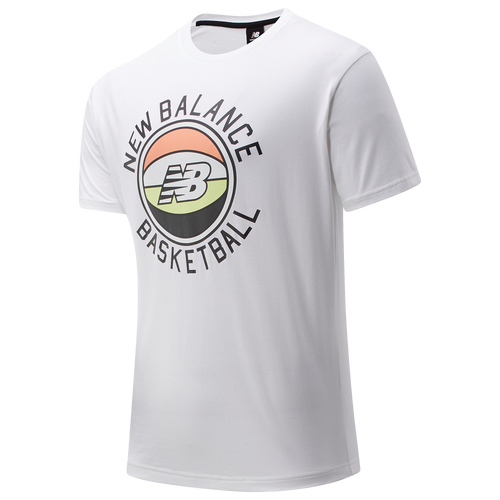 New Balance Mens New Balance Basketball Sunrise Graphic T-Shirt - Mens White/Yellow/White Size S