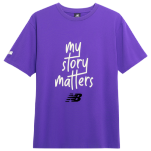 New Balance Mens New Balance My Story Matters T-Shirt - Mens Black/Purple Size L