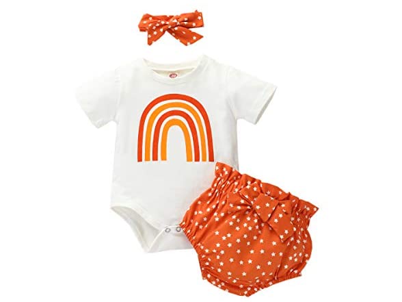 Newborn White Stars Shorts Outfit 3pcs