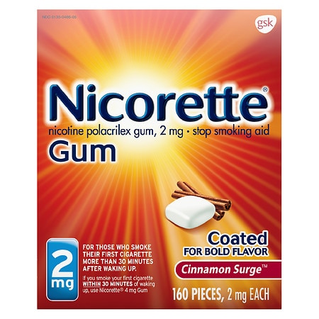 Nicorette Nicotine Gum 2 mg Cinnamon - 160.0 ea
