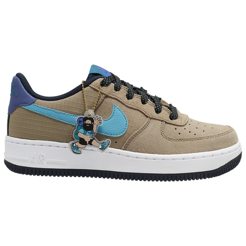 Nike Boys Nike Air Force 1 Low - Boys' Grade School Basketball Shoes Khaki/Blue Fury/Persian Violet Size 04.5