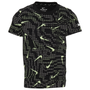 Nike Boys Nike Electric Grid All Over Print T-Shirt - Boys' Preschool Black/Volt Size 5