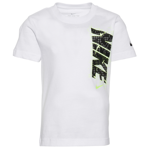 Nike Boys Nike Electric Grid All Over Print T-Shirt - Boys' Preschool White/Black/Volt Size 7