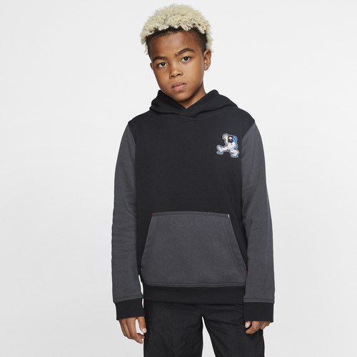 Nike Boys Nike Hike Pullover Hoodie - Boys' Grade School Black/Anthracite/Light Crimson Size M