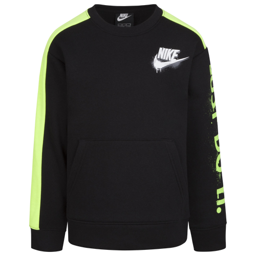 Nike Boys Nike Just Do It Fleece Crew - Boys' Preschool Black/Yellow Size 5