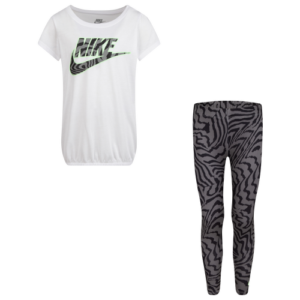 Nike Girls Nike Electric Zebra Tunic & Legging Set - Girls' Preschool Black/White/Gray Size 6X