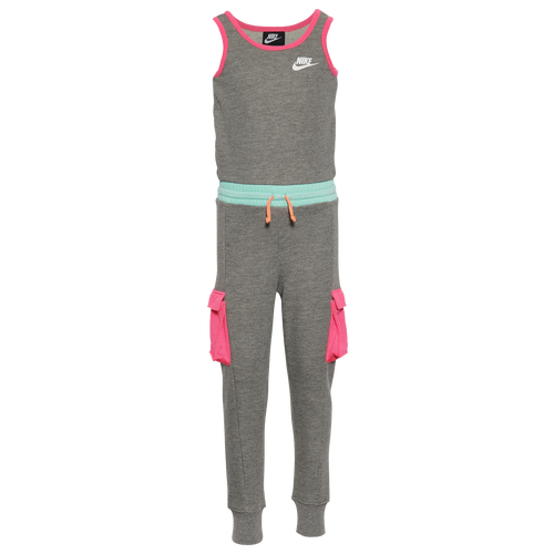 Nike Girls Nike NYS Jumpsuit - Girls' Preschool Black/Grey/Pink Size 4