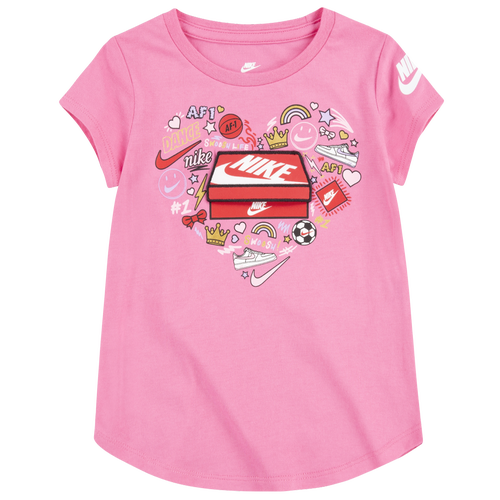 Nike Girls Nike Shoebox Flip Heart T-Shirt - Girls' Toddler Pink/Pink Size 4T