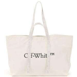 OFF-WHITE COMMERCIAL TOTE BAG LOGO OS White, Black Cotton, Technical