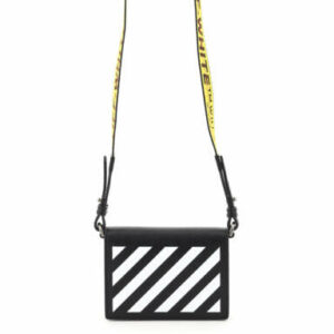 OFF-WHITE DIAG MINI POUCH WITH SHOULDER STRAP OS Black Leather