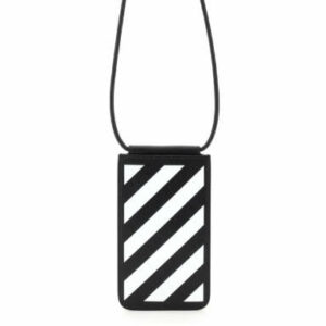 OFF-WHITE NECKLACE POUCH DIAG PRINT OS Black, White Leather