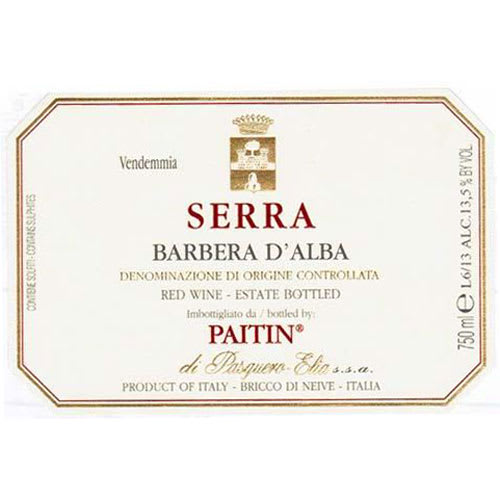 Paitin 2017 Barbera d'Alba Serra - Red Wine