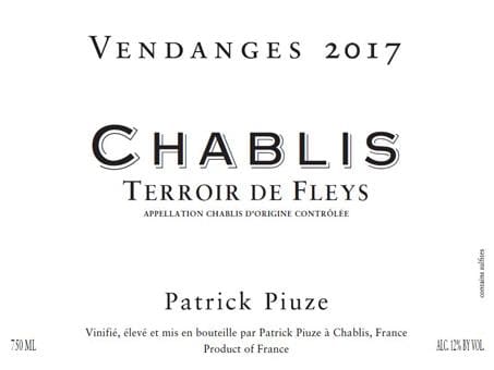 Patrick Piuze 2017 Chablis Terroir de Fleys - Chardonnay White Wine