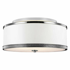 Pave 3-Light Indoor Semi-Flush Mount, Polished Nickel, White Shantung