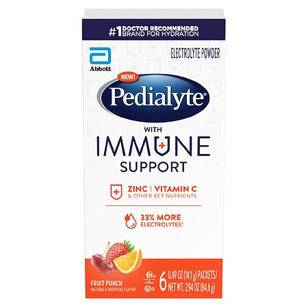 Pedialyte With Immune Support Electrolyte Powder - 0.49 oz x 6 pack