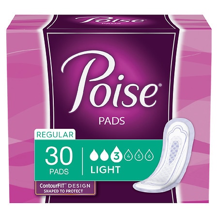 Poise Pads, Light Absorbency, Regular Length Regular Length - 30.0 ea