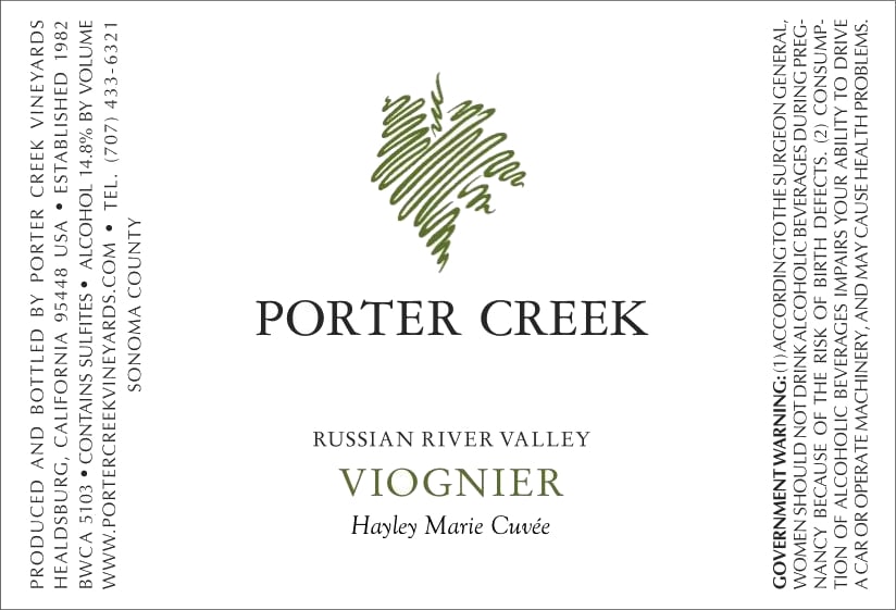 Porter Creek 2018 Hayley Marie Vineyard Viognier - White Wine