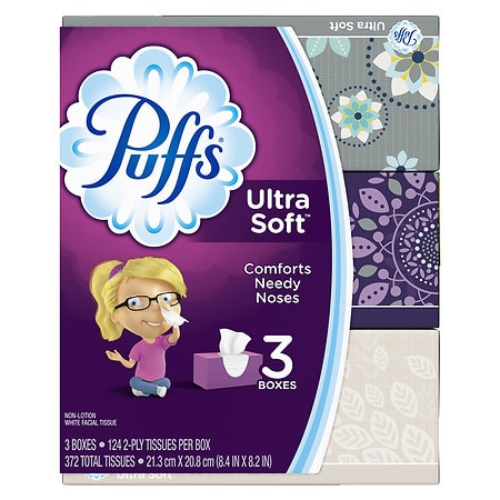 Puffs Ultra Soft & Strong Facial Tissues - 124.0 ea x 3 pack