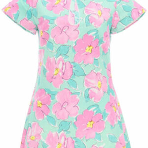 RIXO LONDON LOLITA MINI DRESS M Pink, Green Linen