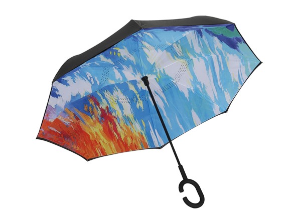 Reverse Opening Umbrella, Black Abstract