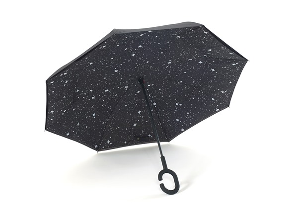 Reverse Opening Umbrella, Black Stars