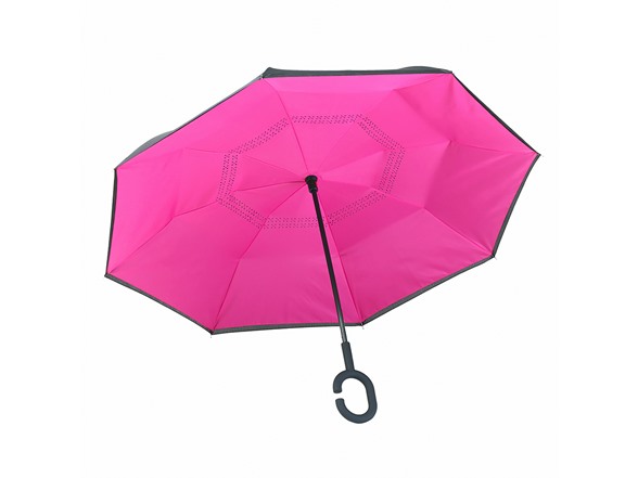 Reverse Opening Umbrella, Black/hot Pink