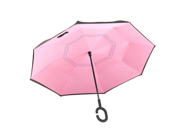 Reverse Opening Umbrella, Black/pink