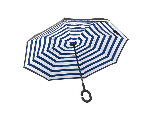 Reverse Opening Umbrella, Blue Pin Stripe