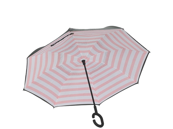 Reverse Opening Umbrella, Pink Stripe