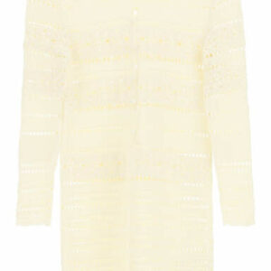 SAINT LAURENT CROCHET DRESS M Beige, White Cotton