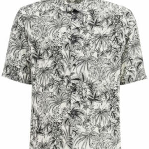 SAINT LAURENT VISCOSE JUNGLE CAT SHIRT 39 Black, White