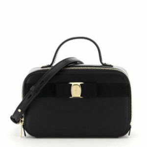 SALVATORE FERRAGAMO NEW VARA CAMERA BAG OS Black Leather