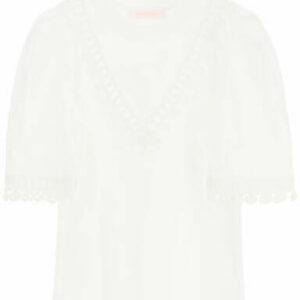 SEE BY CHLOE EMBROIDERED T-SHIRT S White Cotton