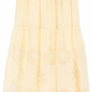 SEE BY CHLOE GUIPURE AND COTTON VOILE SKIRT 34 Beige Cotton