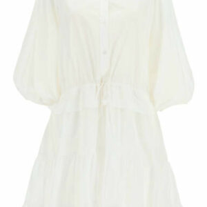 SEE BY CHLOE POPLIN DRESS WITH RUFFLES AND LOGO EMBROIDERY 36 White Cotton