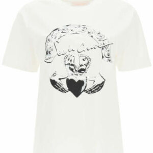 SEE BY CHLOE T-SHIRT WITH LOGO PRINT M White, Black Cotton