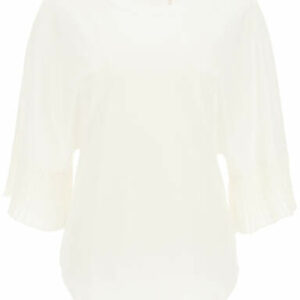SEE BY CHLOE TOP WITH PLEATED SLEEVES XS White Cotton