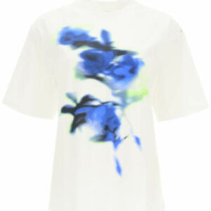 SPORTMAX FLORAL PRINT T-SHIRT XS White, Blue, Green Cotton