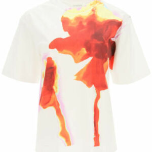 SPORTMAX FLORAL PRINT T-SHIRT XS White, Red Cotton