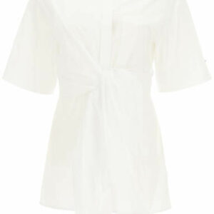 SPORTMAX POPLIN SHIRT WITH KNOT 38 White Cotton