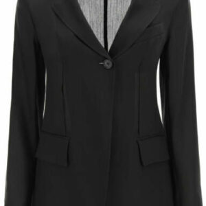 SPORTMAX SINGLE-BREASTED RAMIE BLAZER 38 Black