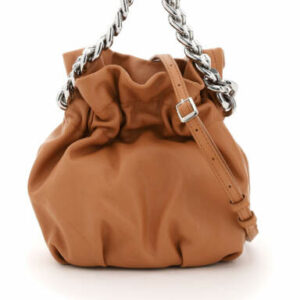 STAUD GRACE CHAIN BUCKET BAG OS Beige, Brown Leather