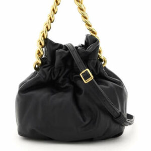 STAUD GRACE CHAIN BUCKET BAG OS Black Leather